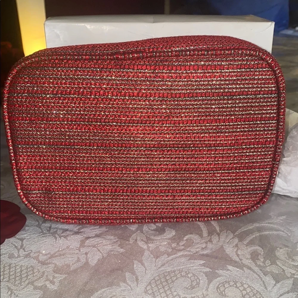 Chanel Red and Gold Cosmetic Case